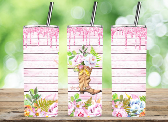 Cowboy Boots Flowers Pink Glitter Wood Review