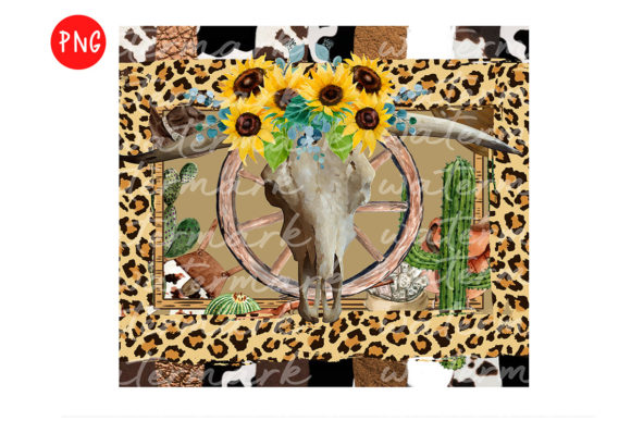 Western Aztec Cow Skull Png 20oz Skinny